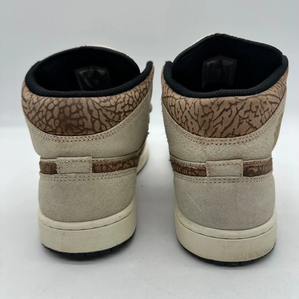 Nike DZ4129-102 Mens Size 11 Air Jordan 1 Mid SE Brown Elephant Suede Sneakers